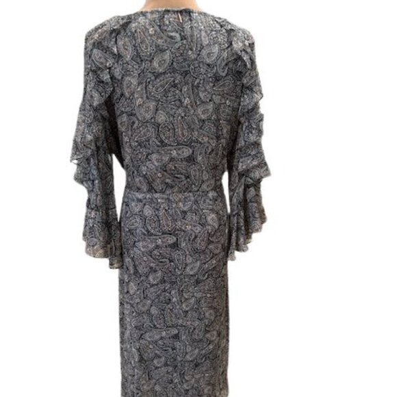 Misa Los Angeles “Donna” Paisley Shimmer & Ruffle Long-Sleeve Dress – XXS NWT! - Picture 11 of 14